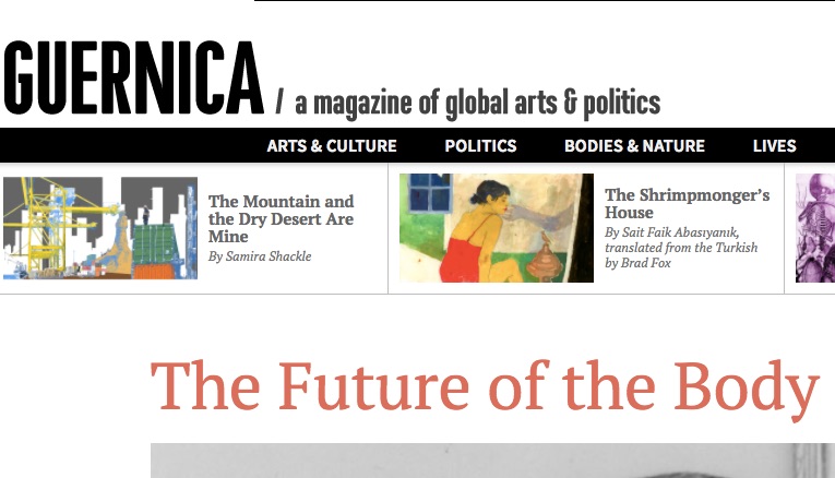 The masthead for Guernica's Future of the Body issue.