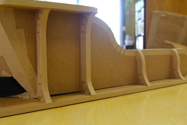 A detail of the paper tape that covers all joints and raw edges, making a beautifully smooth, organic piece of furniture.