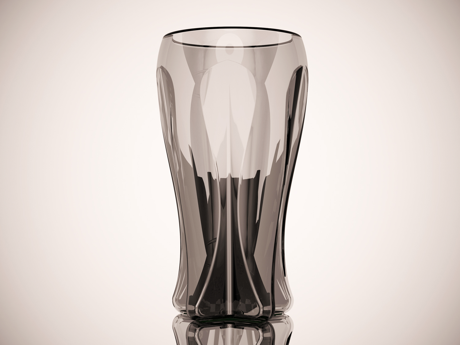 A black and white shot of one glass emphasizes the facets of its star-shaped grip-enhancing design.
